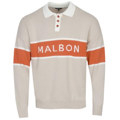 Malbon Block Long Sleeve Knitted Polo Shirt