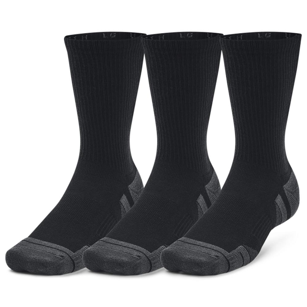 Under Armour Performance Tech 3 Pack Crew Socks Black Black Jet Gray